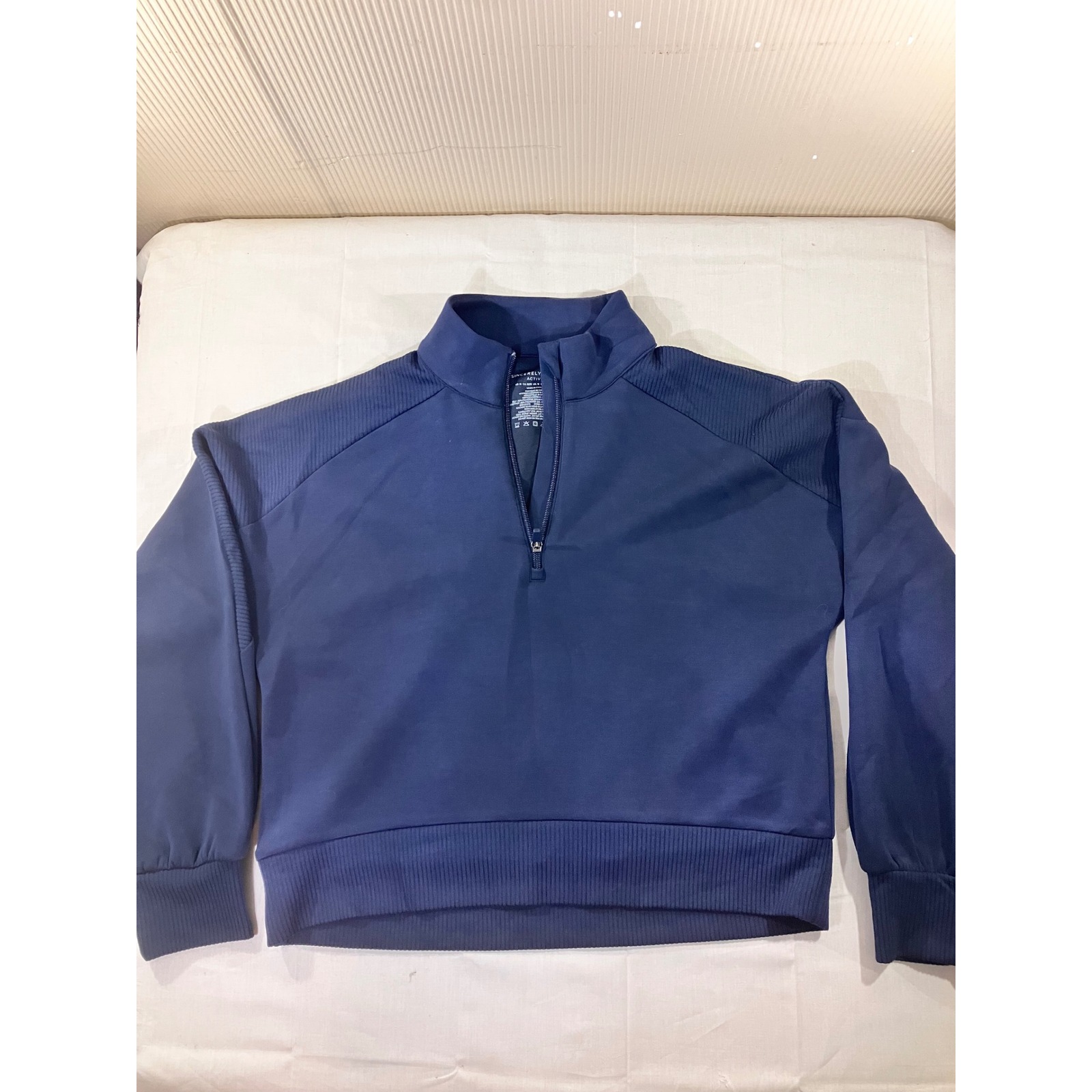 Sincerely Jules Women's Active Pullover Top Medium Blue Ribbed Quarterzip Jacket